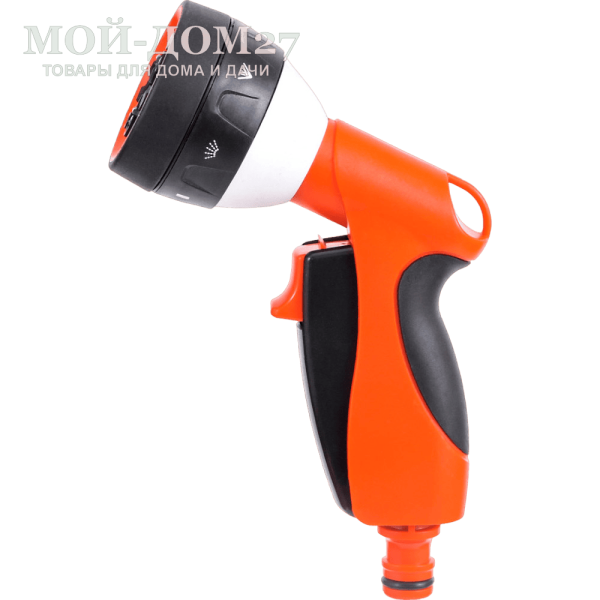 Пистолет 7-ми функциональный ЖУК | Мой-Дом27 | Многофункциональный пистолет-распылитель позволяет осуществлять полив растений или хозяйственные работы в удобном для вас режиме. Просто поверните насадку и выберите нужный.
Важно. Не поворачивайте насадку во время работы пистолета-распылителя.